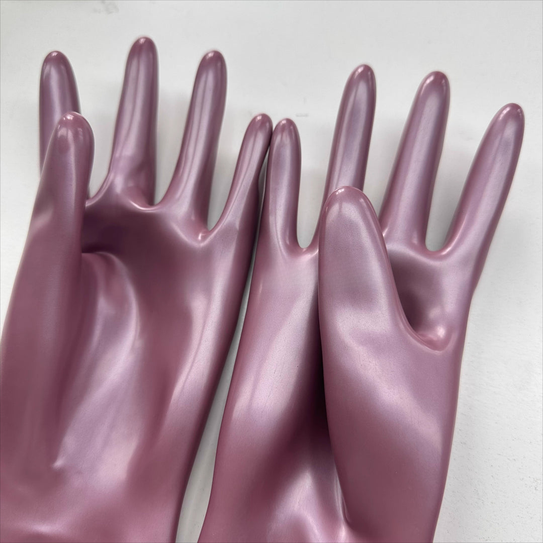 Metal wine red latex gloves