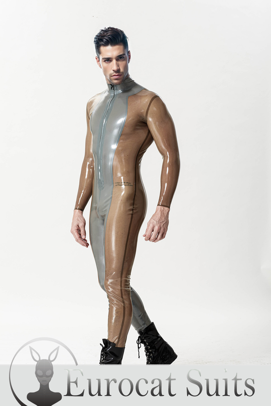 Male 'Silver Sleek' Front-zip Catsuit