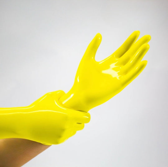 Latex yellow gloves