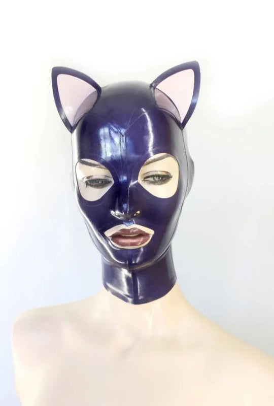 Latex Rubber Cat Hood with attached ears