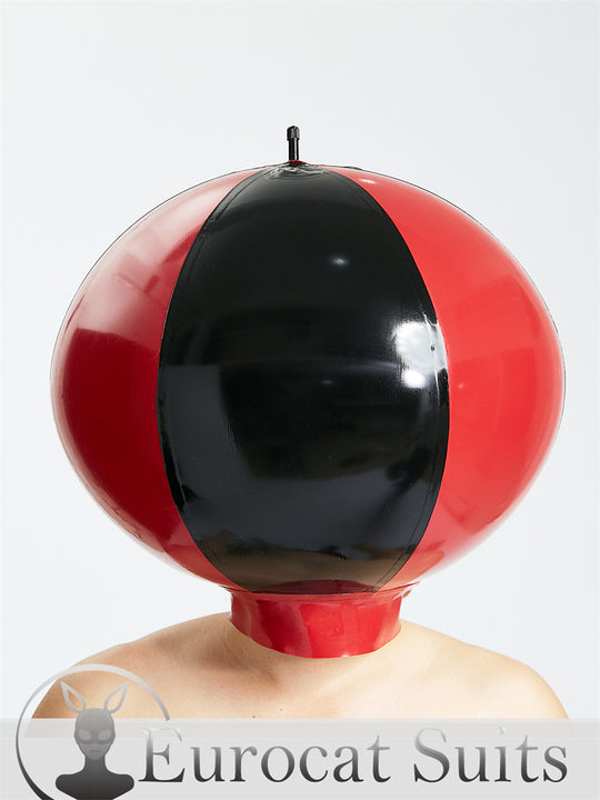 Latex  Rubber Inflatable Hood Mask Black red Fetish Cosplay Club thickness are 0.4mm