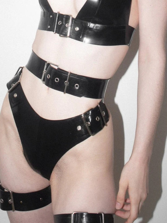 Basic latex rubber heavyweight waist corset belt with silver or gold hardware