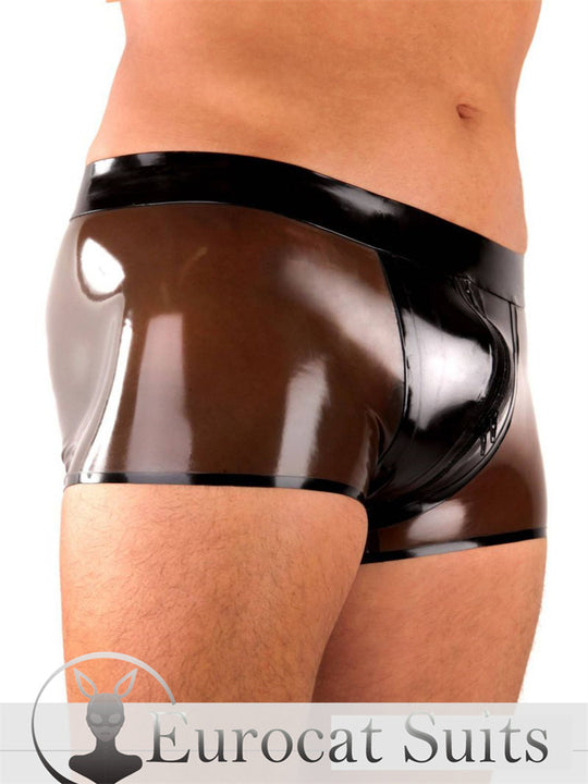 Latex short men pants rubber trousers For Men with Zip