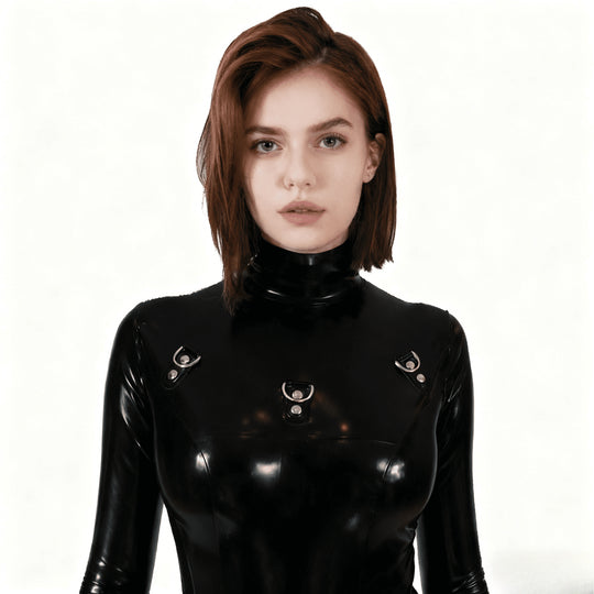Latex Bodysuit Rubber Gummi D-rings bondage Catsuit mask