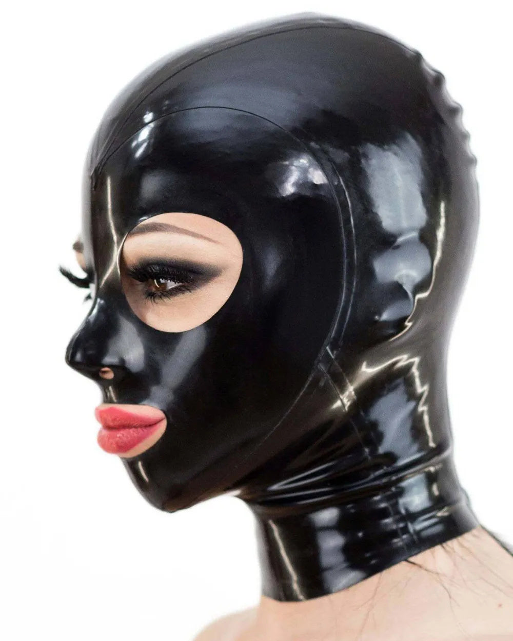 Latex Hood – single color with zipper and round eyes