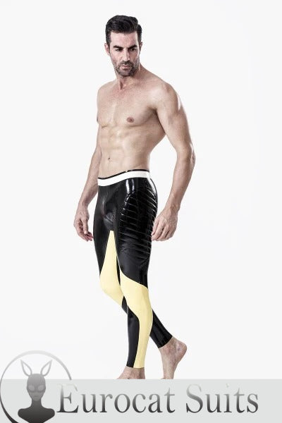 eurocat Latex Herren gepolsterte Oberschenkel Gummi-Leggings ohne Reißverschluss