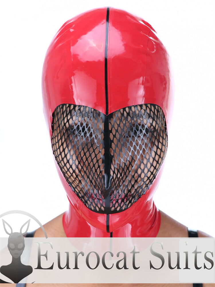 eurocat  Latex Hood Rubber Fetish Wear Cosplay catsuits MASK LASER NET