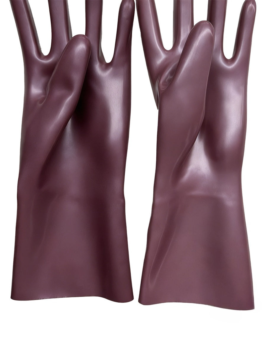Metal wine red latex gloves
