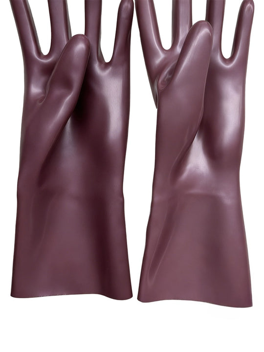 Metal wine red latex gloves