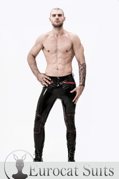 eurocat latex Male Zip-Pocketed Jeans With Padded Kneesrubber design