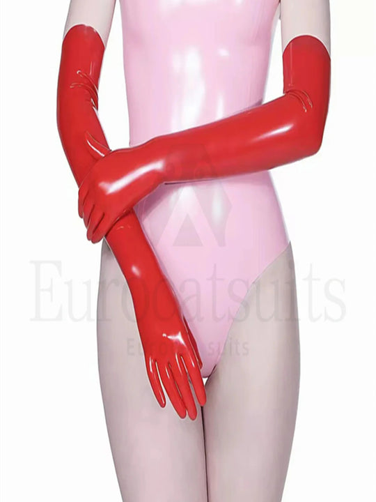 female fetihs opera latex gloves long , Stretchy and Body Safe rubber Gloves chlorined 0.4mm