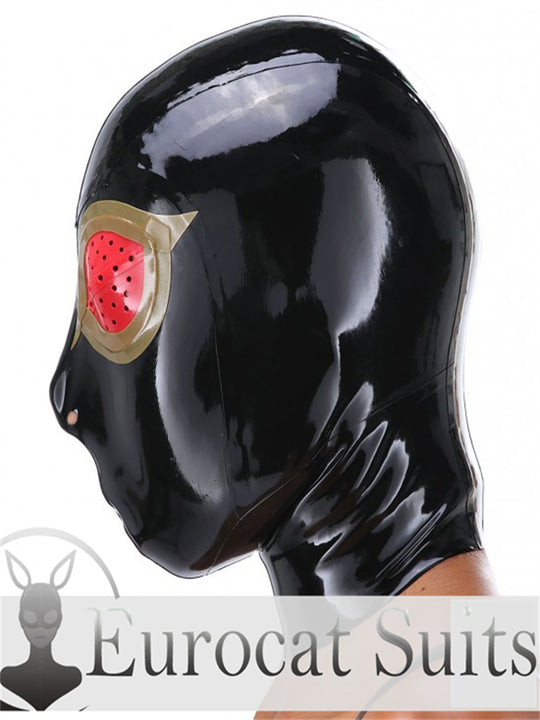 eurocat Male Latex Hood Rubber Fetish Wear Cosplay catsuits FISH EYES MASK