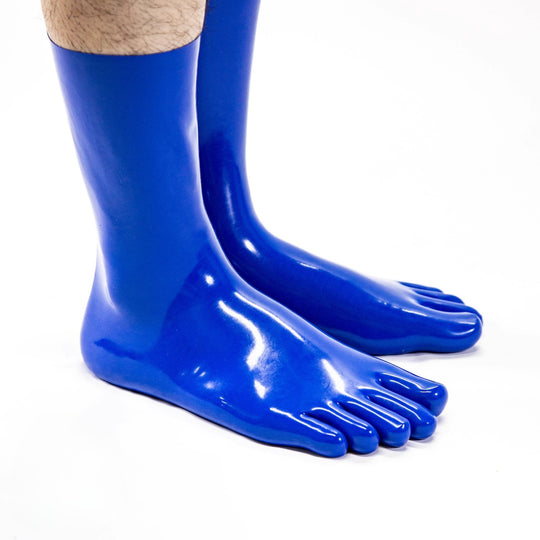 Short latex royal blue five toe socks