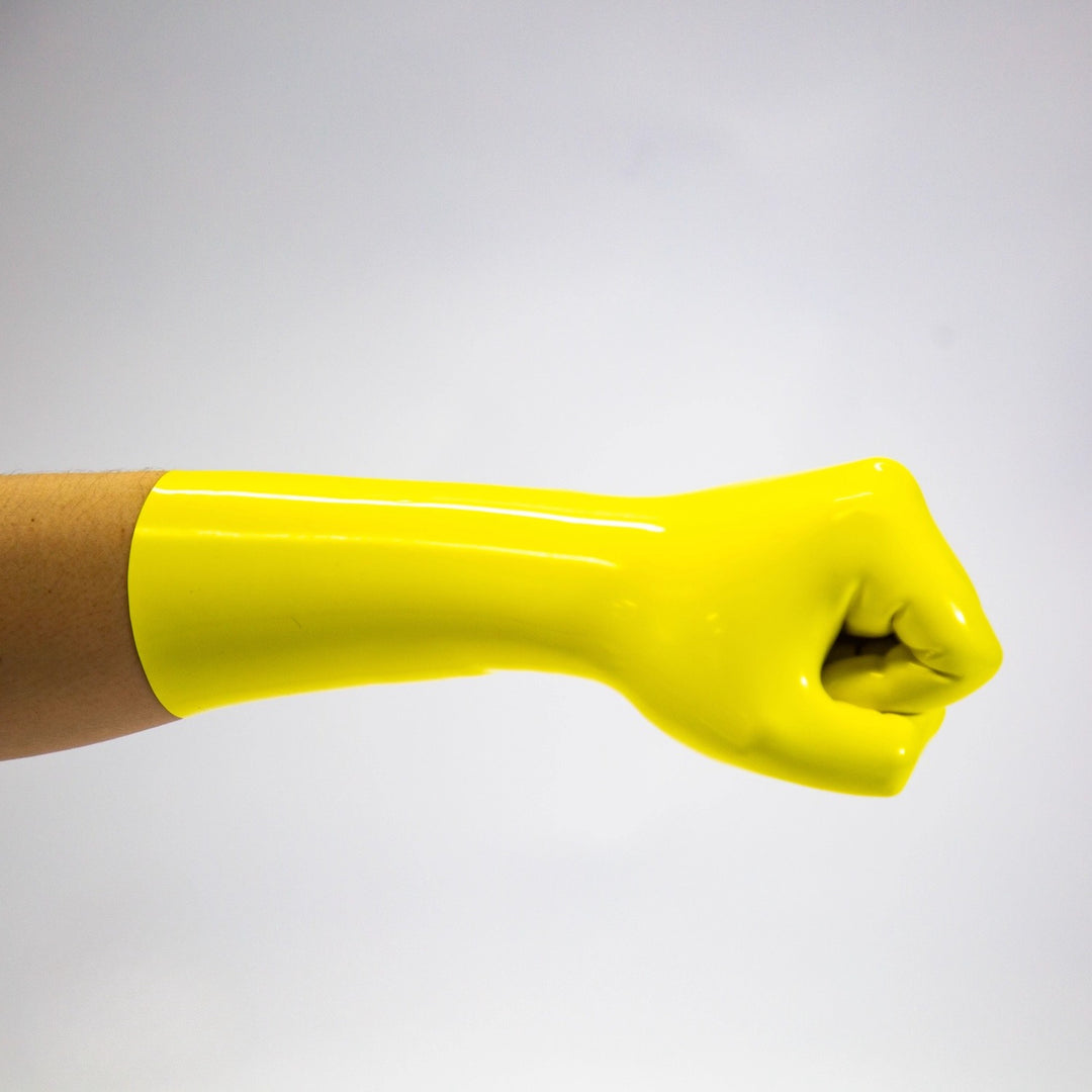 Latex yellow gloves