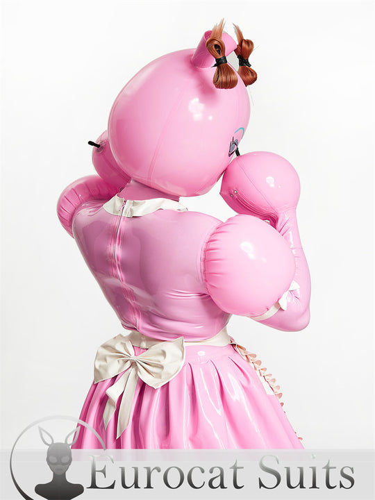 Sexy Latex Unisex Inflatable Dreamy waitress Dress Bubblegum Pink