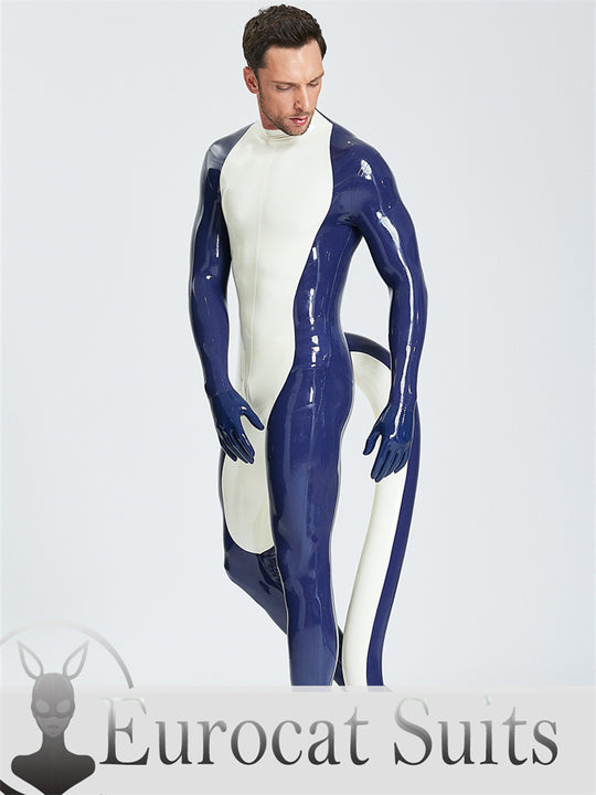 eurocat Male Latex Hood Rubber Fetish Wear Cosplay catsuits With Feet & Gloves