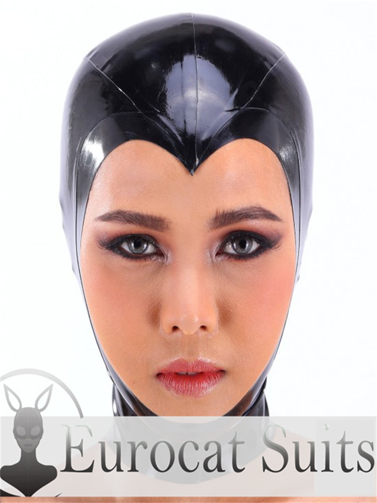 eurocat  Latex Hood Rubber Fetish Wear Cosplay catsuits  MASK OPEN