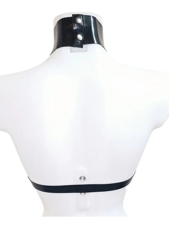Latex Body Chest Harness with Wide Collar Choker
