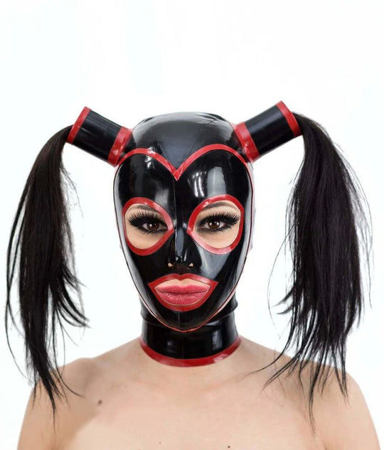 Latex Hood with Pigtails and Contrast Trim