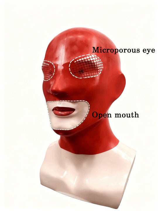 Latexmaske aus rotem Gummi mit offenem Mund 
