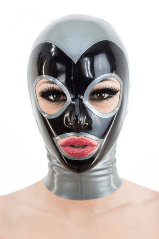 Latex Hood 2-color with contrast trim and zipper