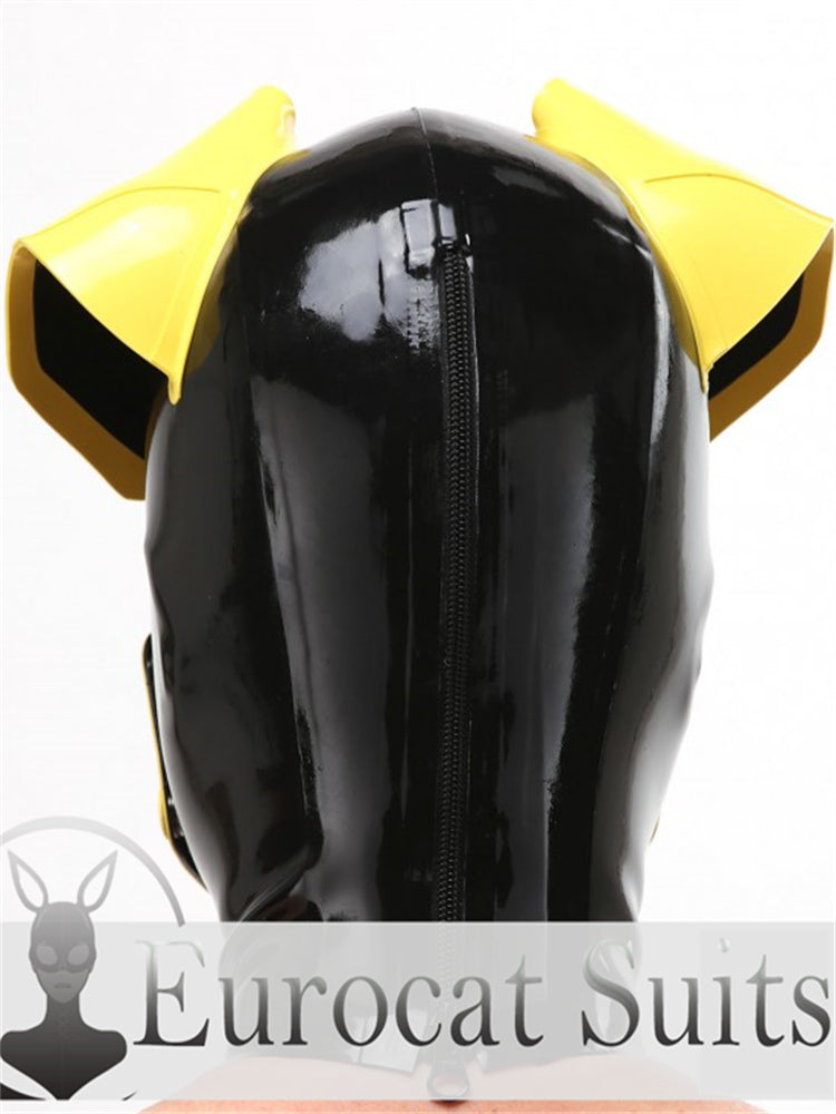 eurocat Male Latex Hood Rubber Fetish Wear Cosplay catsuits PUPPY FOLDED EARS MASK