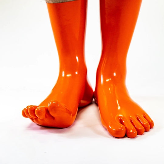 Short latex orange five toe socks
