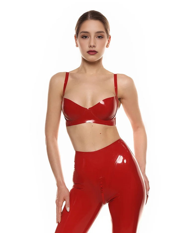 Shiny Latex Push Up Bra