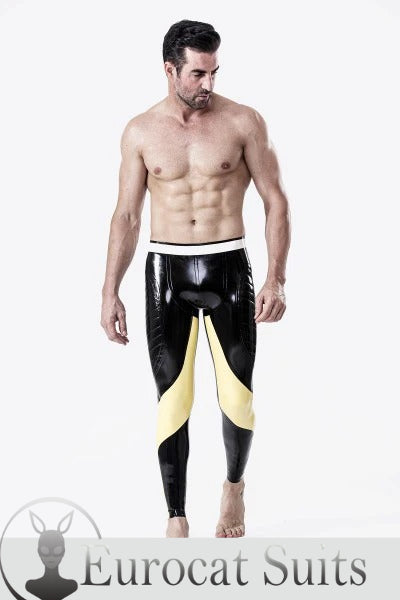 eurocat Latex Herren gepolsterte Oberschenkel Gummi-Leggings ohne Reißverschluss