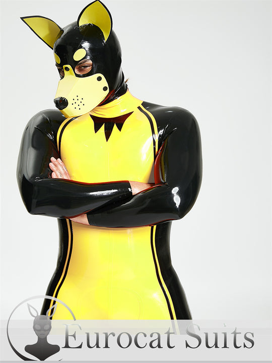 eurocat Male Latex Hood Rubber  catsuits  Fetish Wear Cosplay