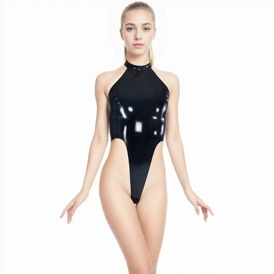 Latex bodysuit with high cuts