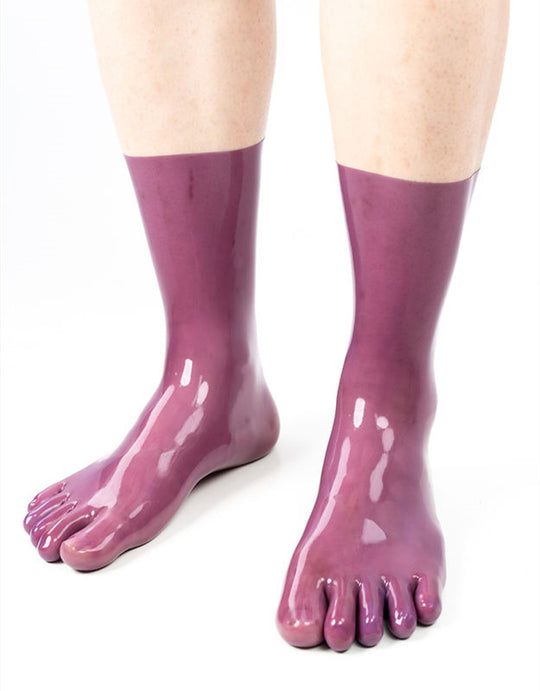 fetish latex socks midclaf  Latex Rubber Toes Socks fashion for catsuit 0.4mm   translate purple