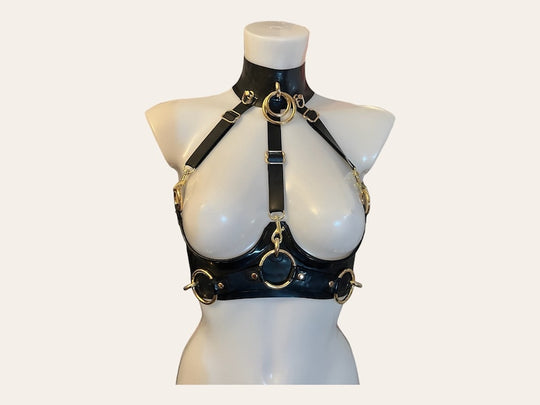 Elara latex Cupless bra with choker