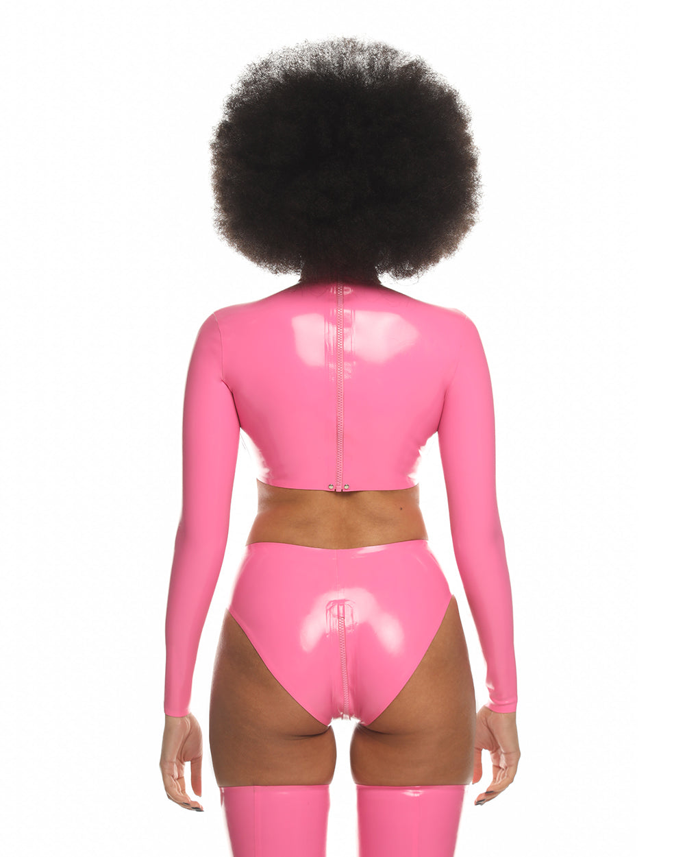 Top back zipper front tank Pink