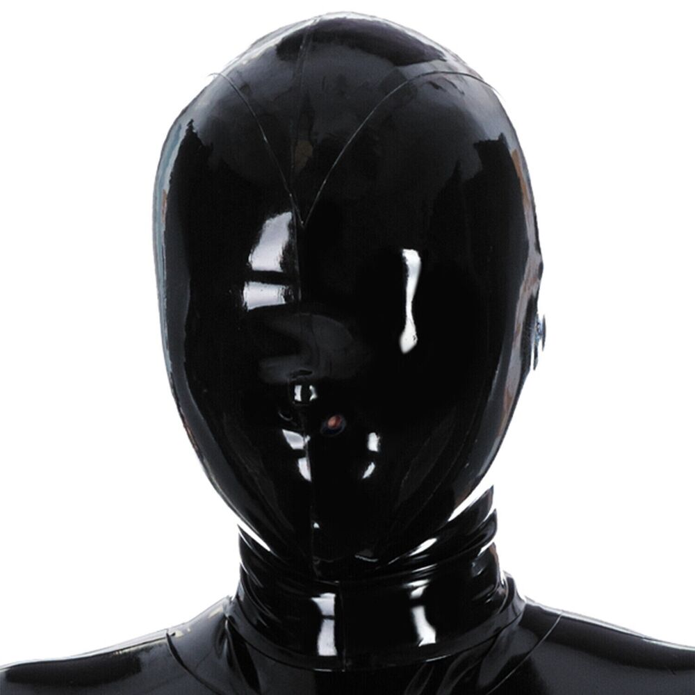 100% Latex Hood Only Open Nose Holes Rubber Mask Back Zipper Club Wear Costume