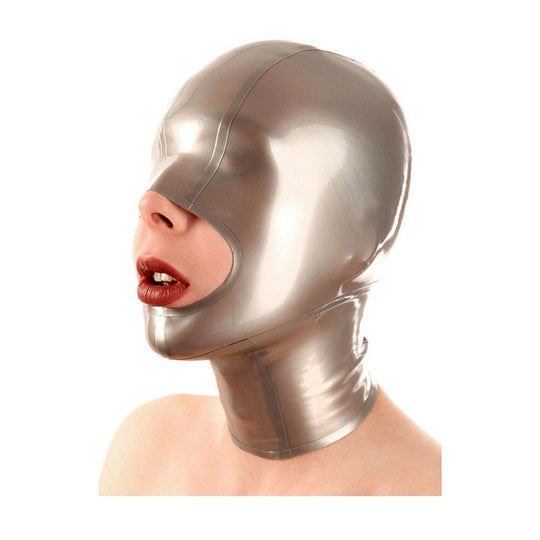 Latex Mask Hood Half Cover Eye Face with Zipper Handmade for Party Bodysuit