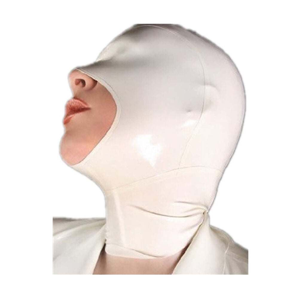 Latex Mask Hood Half Cover Eye Face with Zipper Handmade for Party Bodysuit