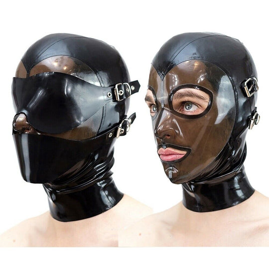 Full Enclosure Latex Hood with Back Zipper Rubber Masks Clubwear Fetish BDSM