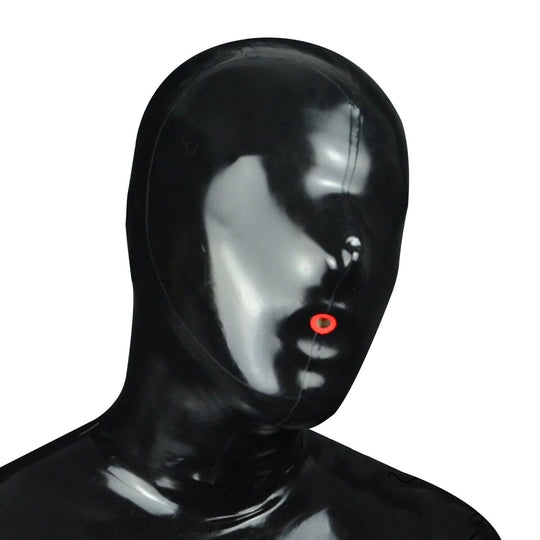 Latex Hood Rubber Mask with Small Breath Hole Fetish BDSM Experience Suffocation