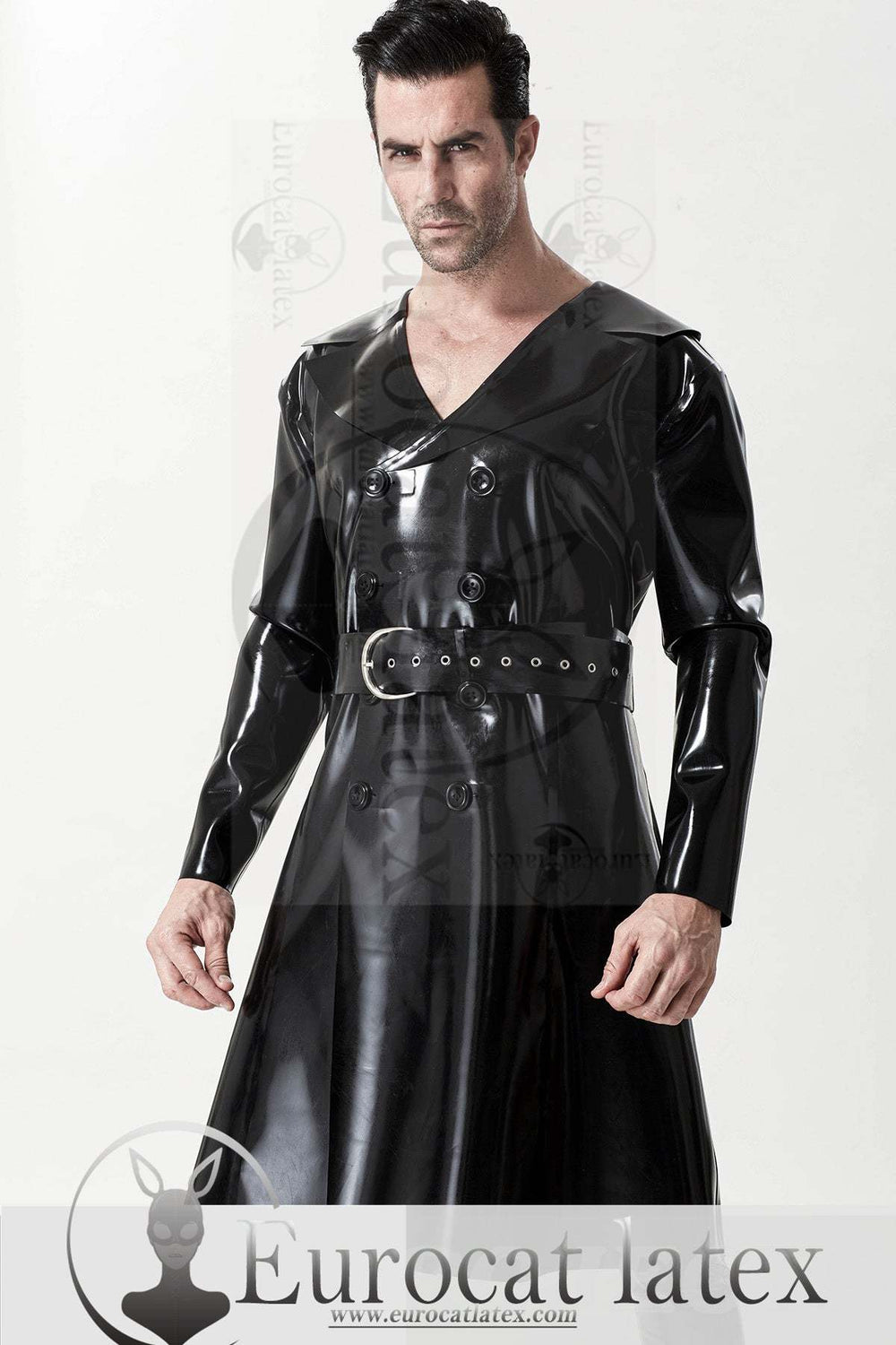 eurocat latex Male ' The Swinger' Double-Breasted Overcoat