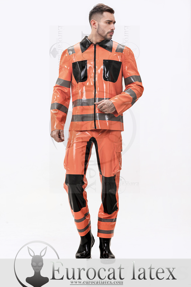 eurocat Latex-Uniformjacke im Feuerwehrmann-Stil für Männer