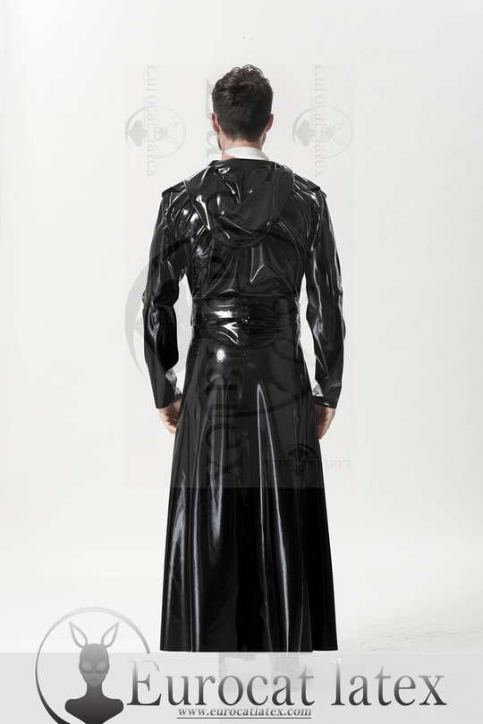 eurocat latex Male 'Midnight Cavalier' Hooded Long Coat