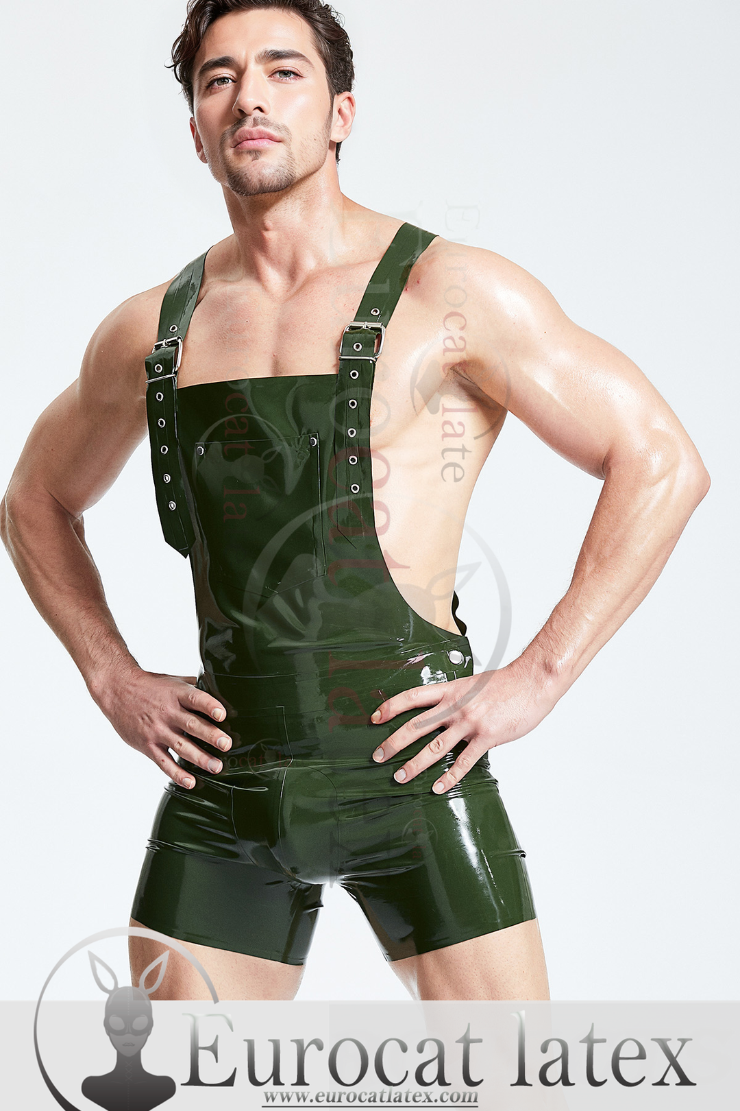 eurocat latex Male Dungaree rubber Shorts