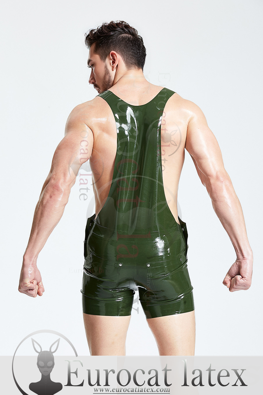 eurocat latex Male Dungaree rubber Shorts