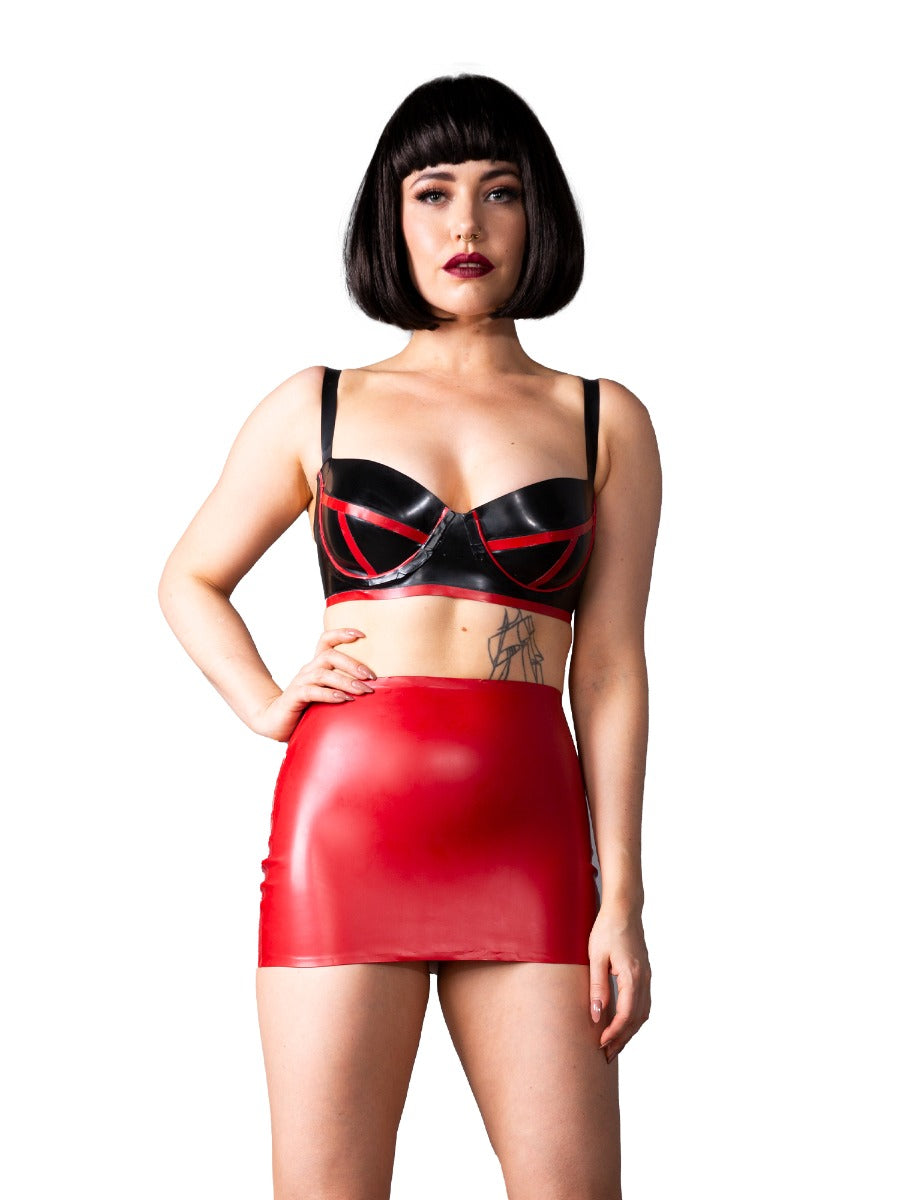 Handcrafted Cherry Latex Mini Skirt