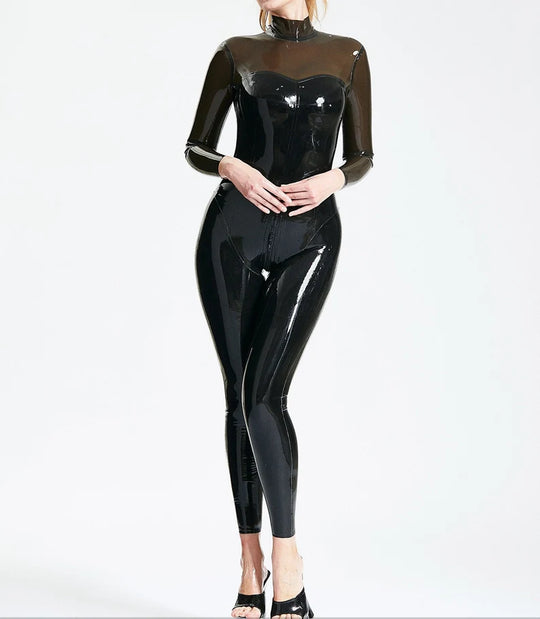 Black women??s latex suit custommade transparent