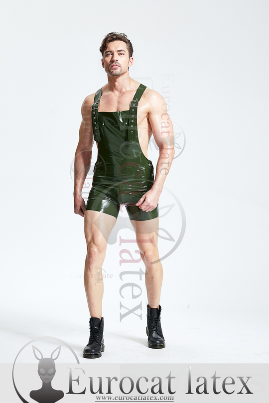 eurocat latex Male Dungaree rubber Shorts